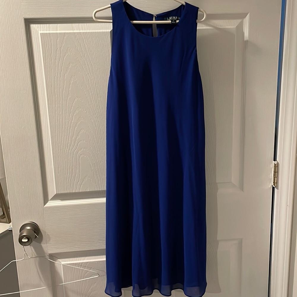 Ralph Lauren Royal Blue Sleeveless A-Line Maxi Dress